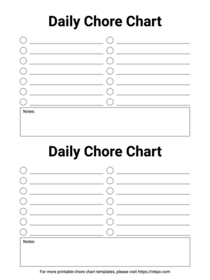 blank chore charts printable pdf