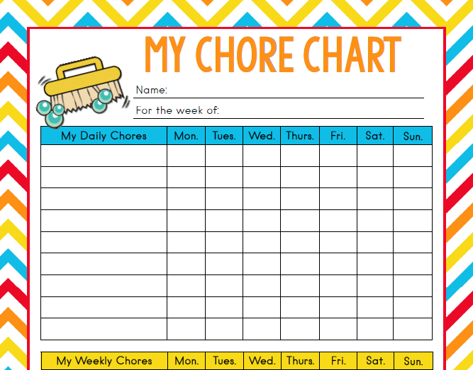 Age Appropriate Chores for Kids with Free Printable Chore Chart