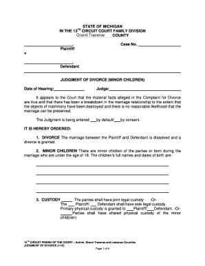 blank divorce papers pdf michigan