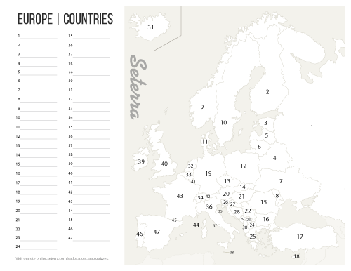 Europe: Countries Printables - Seterra