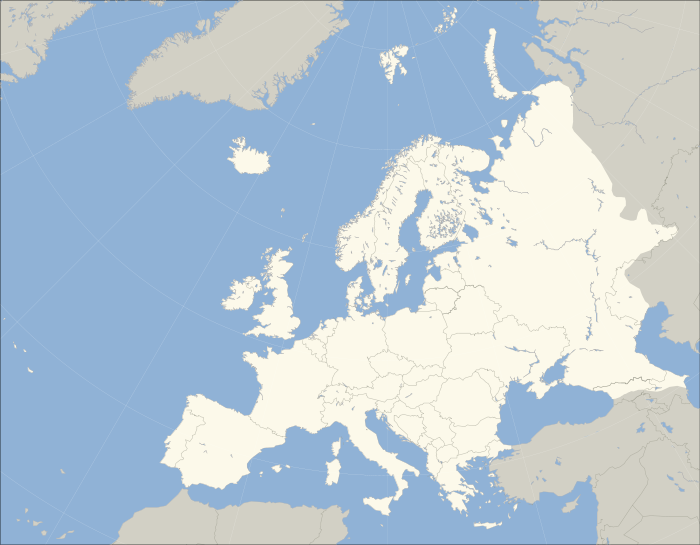blank europe outline map