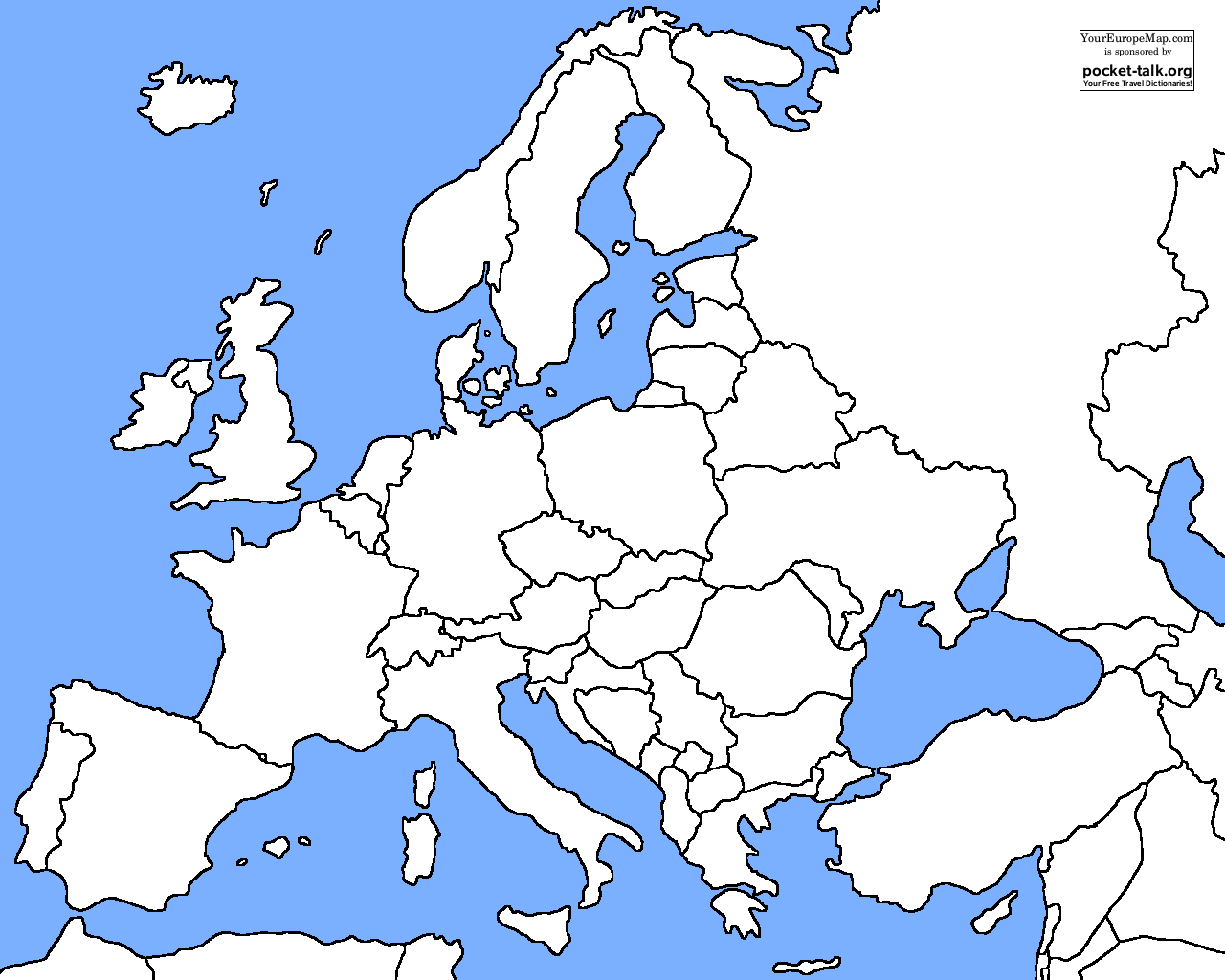 blank europe physical map
