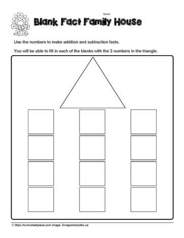 blank fact family house worksheet