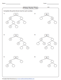 Factors Worksheets