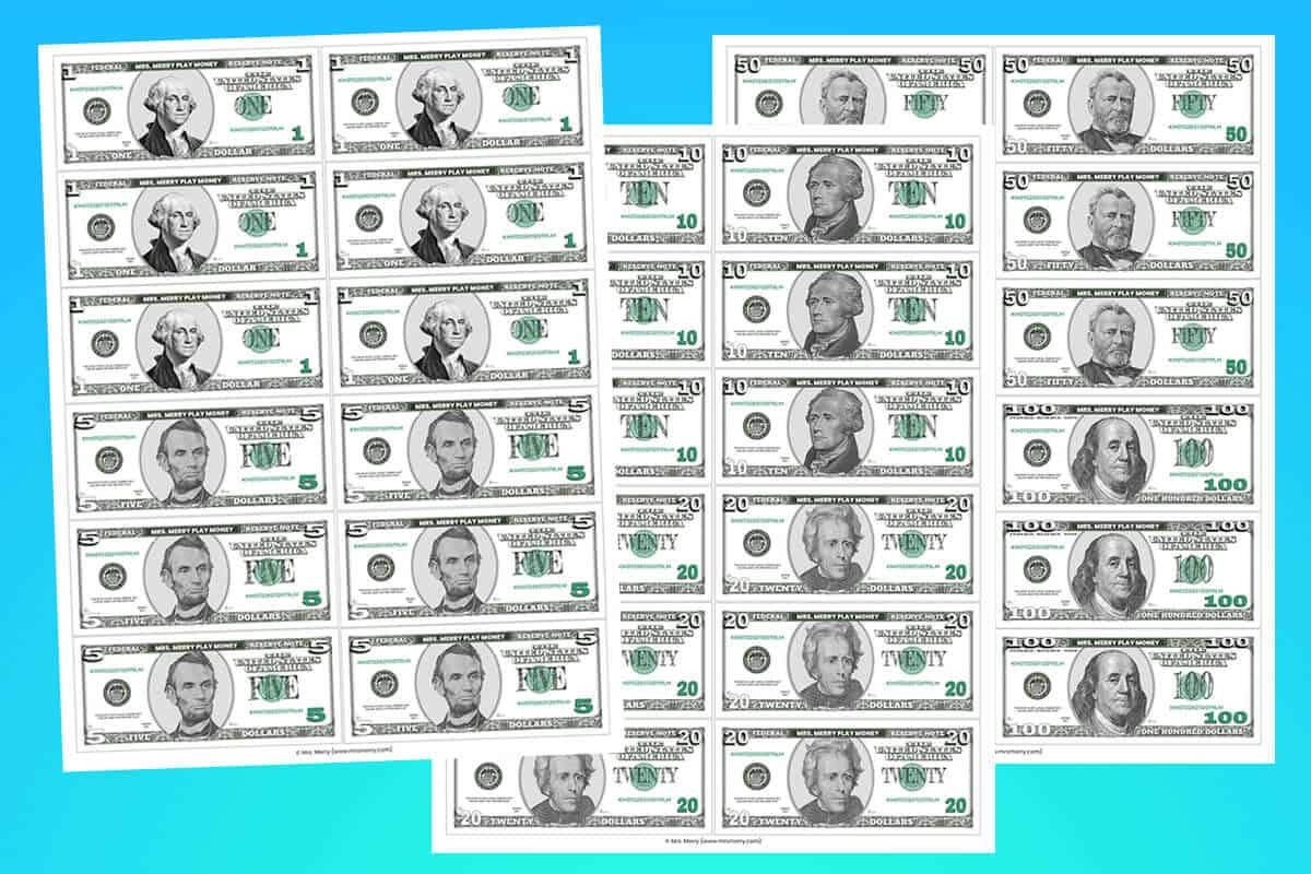 Printable Play Money for Kids | Mrs. Merry