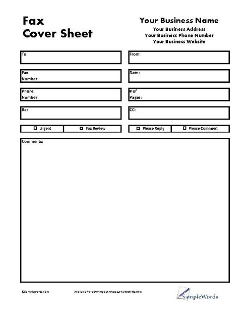 blank fax cover sheet template word