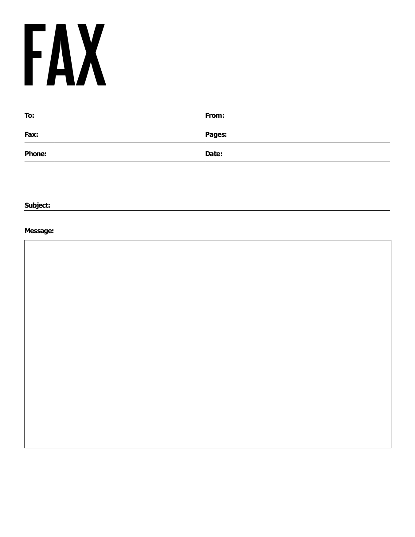 blank fax cover sheet