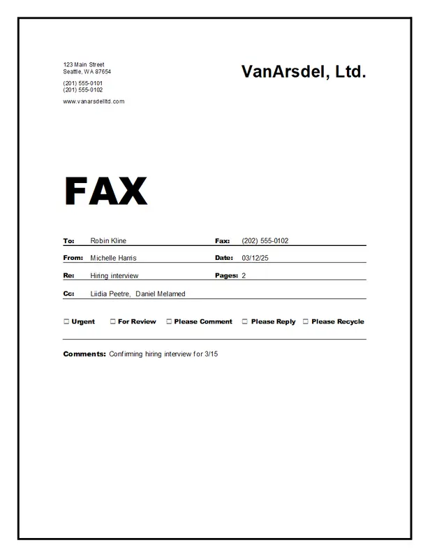 blank fax cover sheet