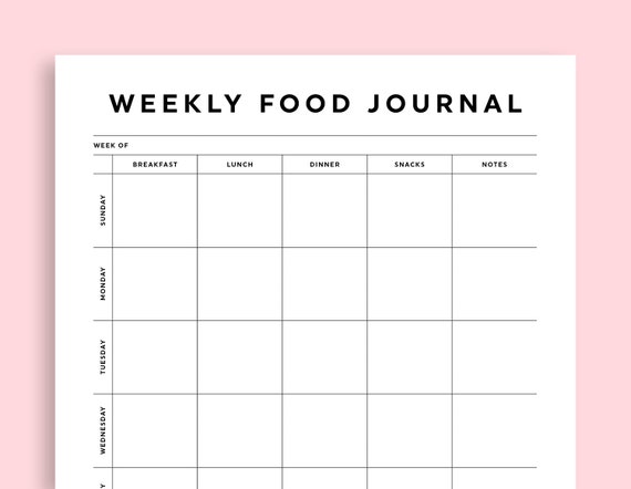 blank food journal printable