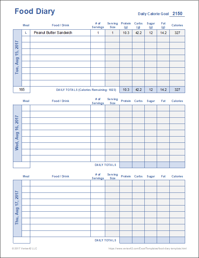 blank food journal printable