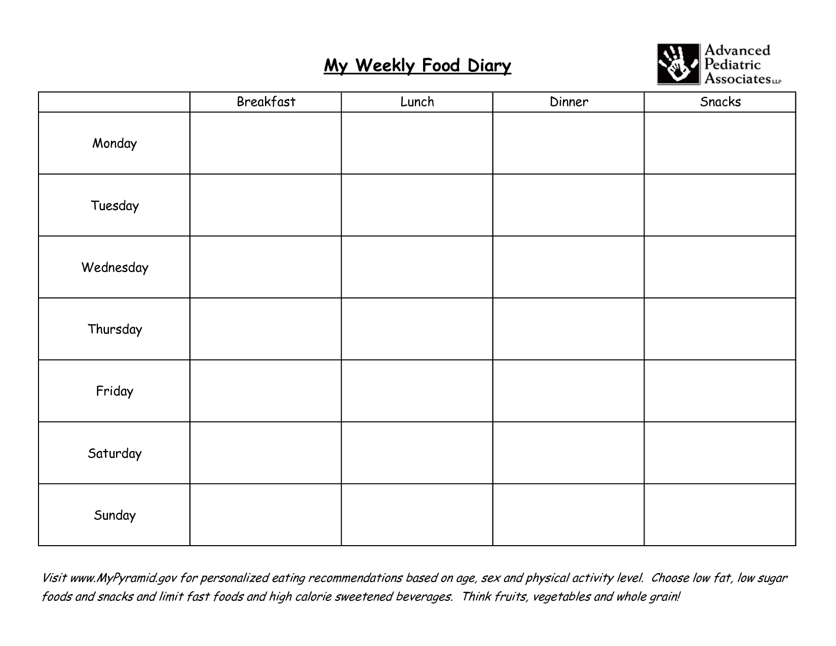 Monthly Food Journal - 10 Free PDF Printables | Printablee