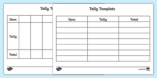 Tally Chart Template - Science Resource (teacher made)