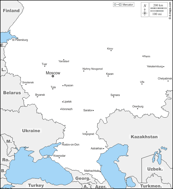 blank map europe russia