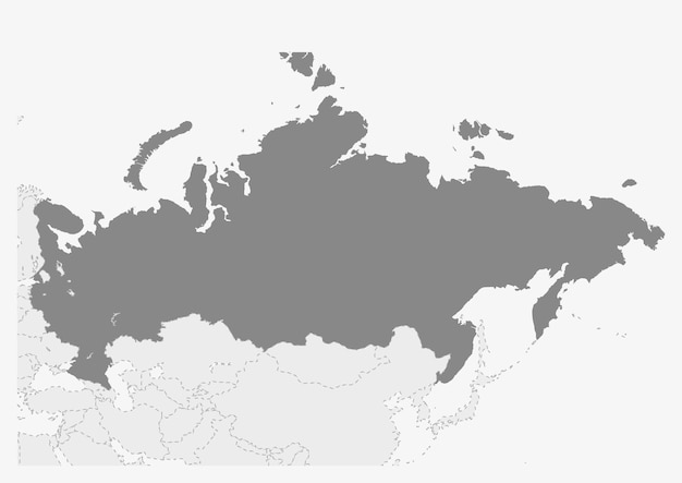 Premium Vector | Map of Europe with highlighted Russia map