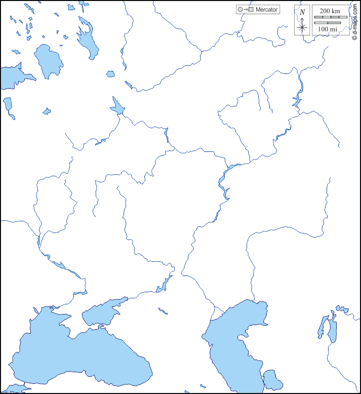 European Russia free map, free blank map, free outline map, free ...