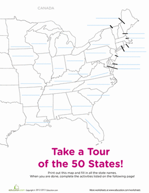 blank map of the united states worksheet