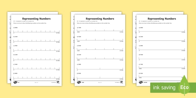 Year 4 Representing Numbers on a Blank Number Line Worksheets