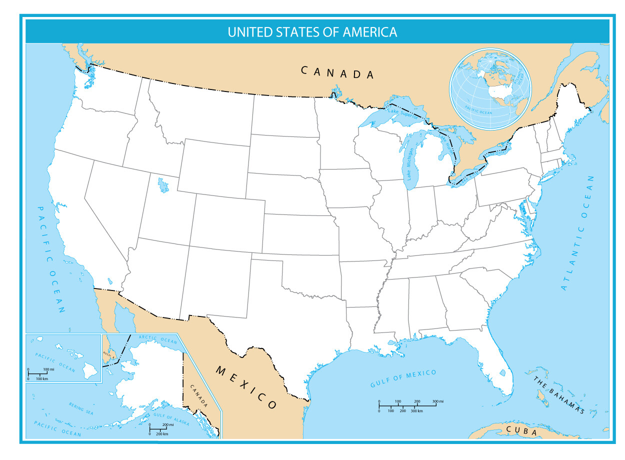 blank printable map of the united states and canada