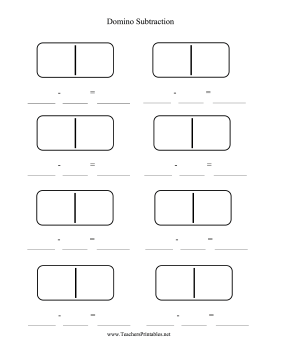 Domino Subtraction Worksheet Blank