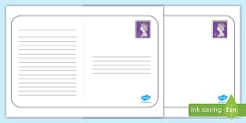 Wide Lined Postcard Template - Writing Frame for Children