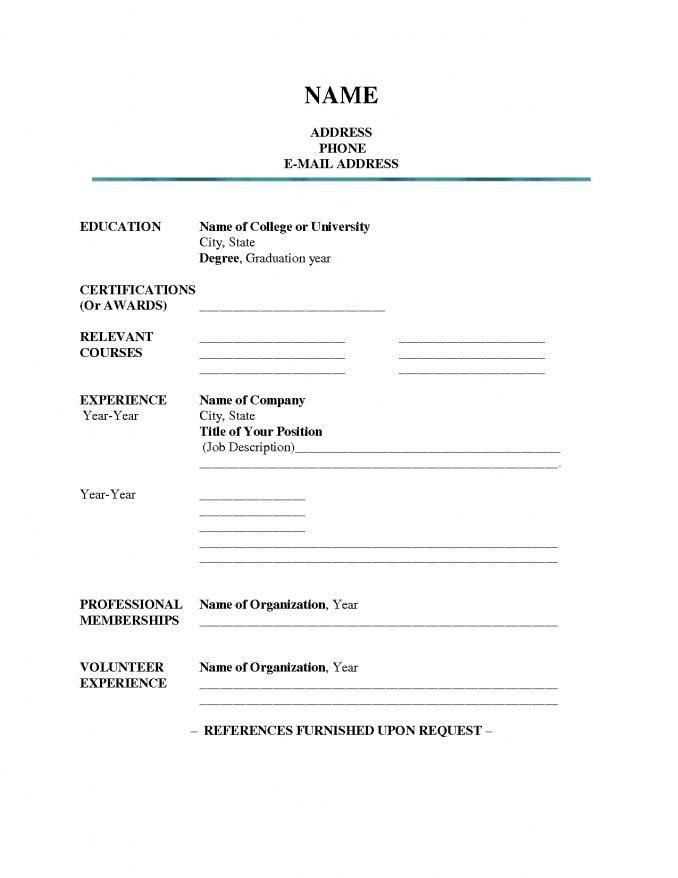 blank printable resume outline
