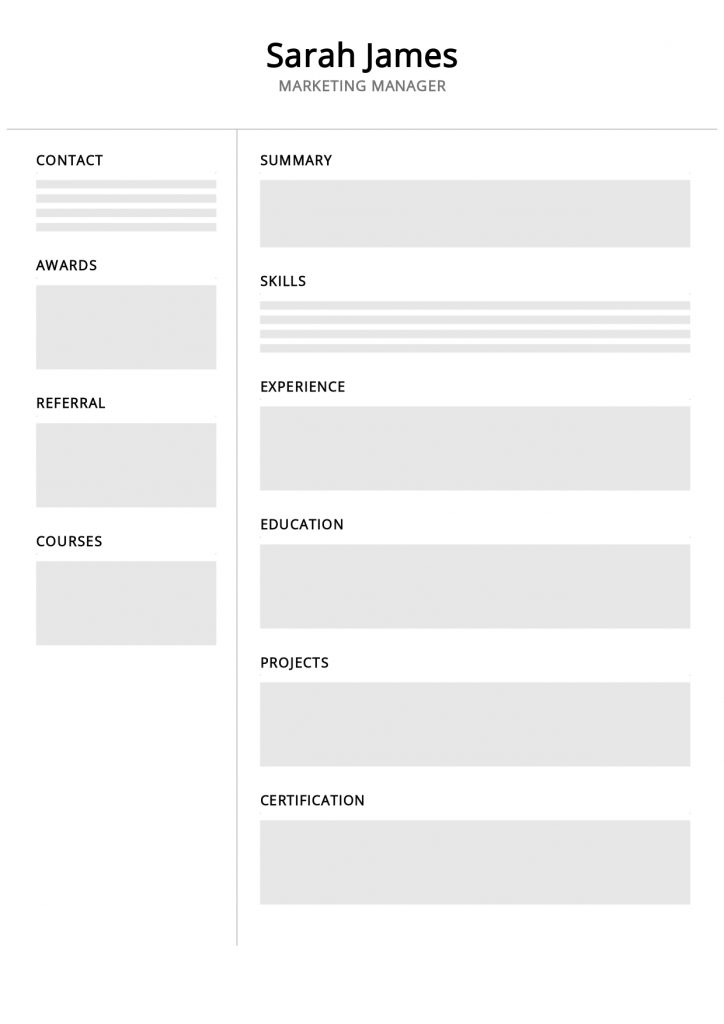 blank printable resume outline