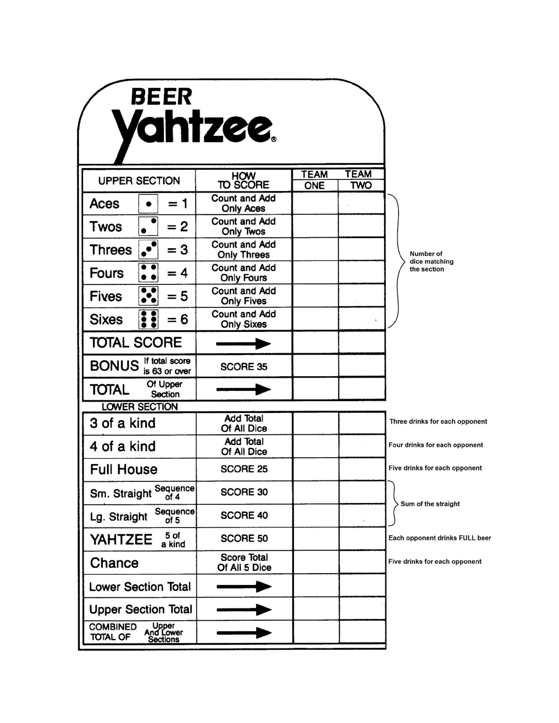 28 Printable Yahtzee Score Sheets &  Cards (101% FREE) ᐅ TemplateLab