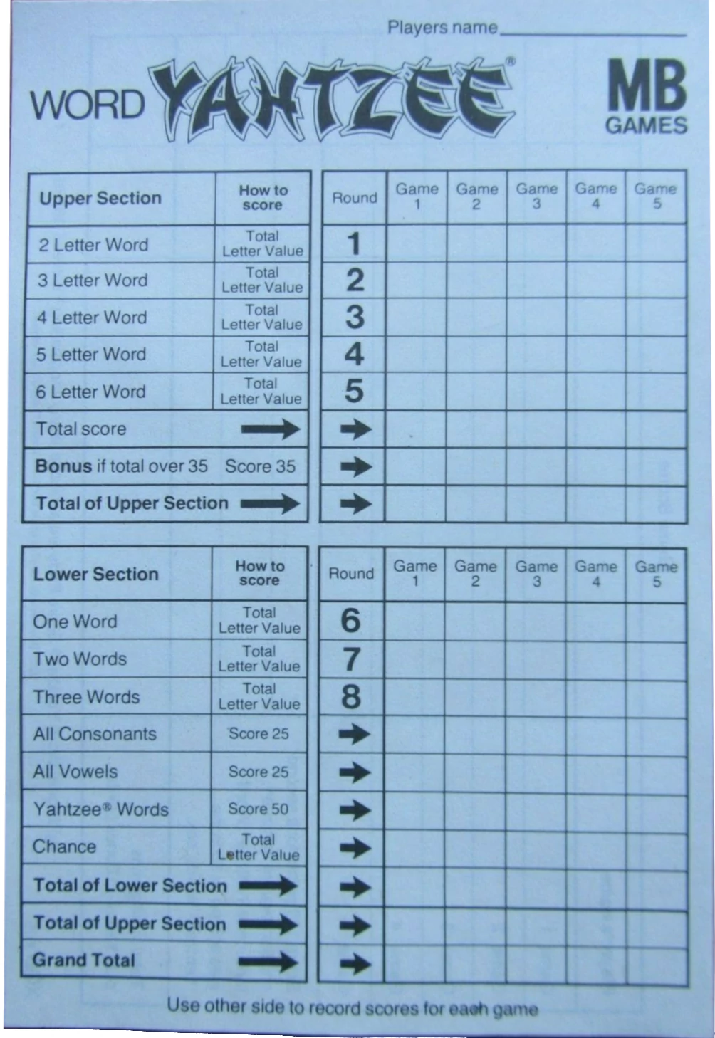 blank printable yahtzee sheets