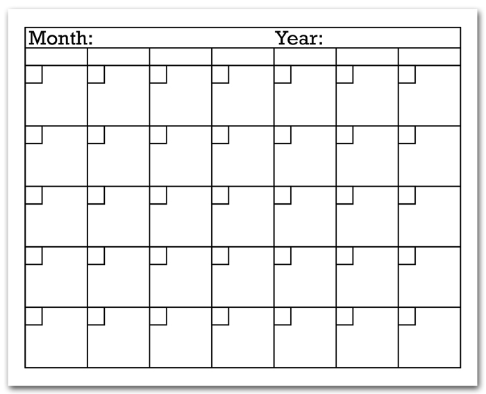 Free Printable Blank Calendar Pages | i should be mopping the floor