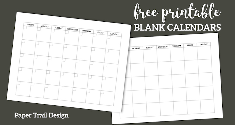 Free Printable Blank Calendar Template - Paper Trail Design