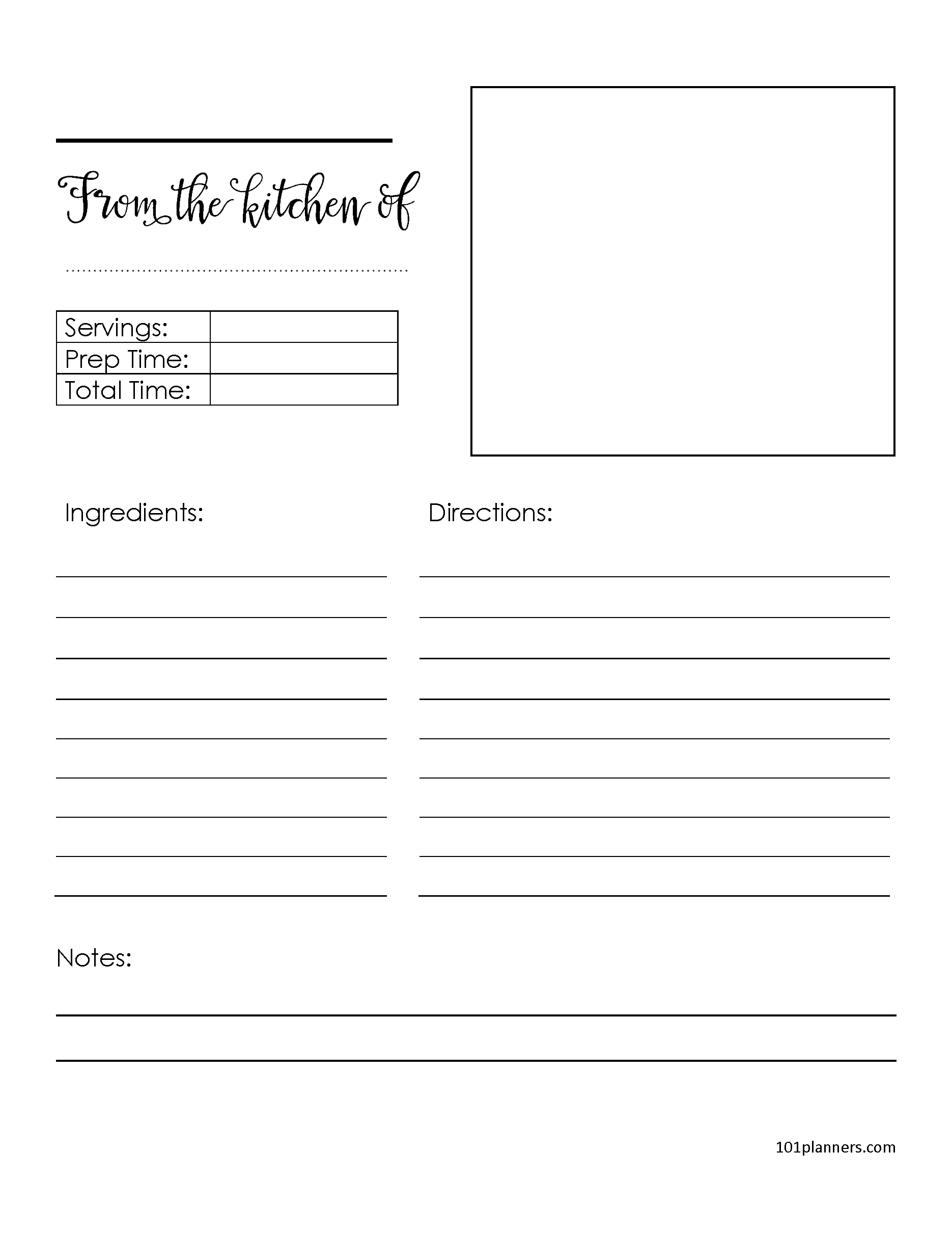 blank recipe card template word