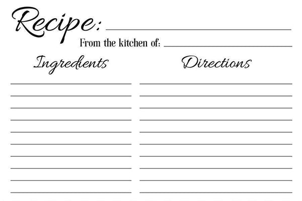 blank recipe card template word