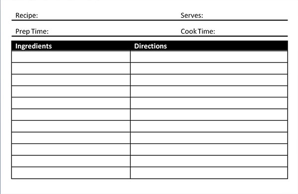 Recipe Card Template - Microsoft Word - Blank Card