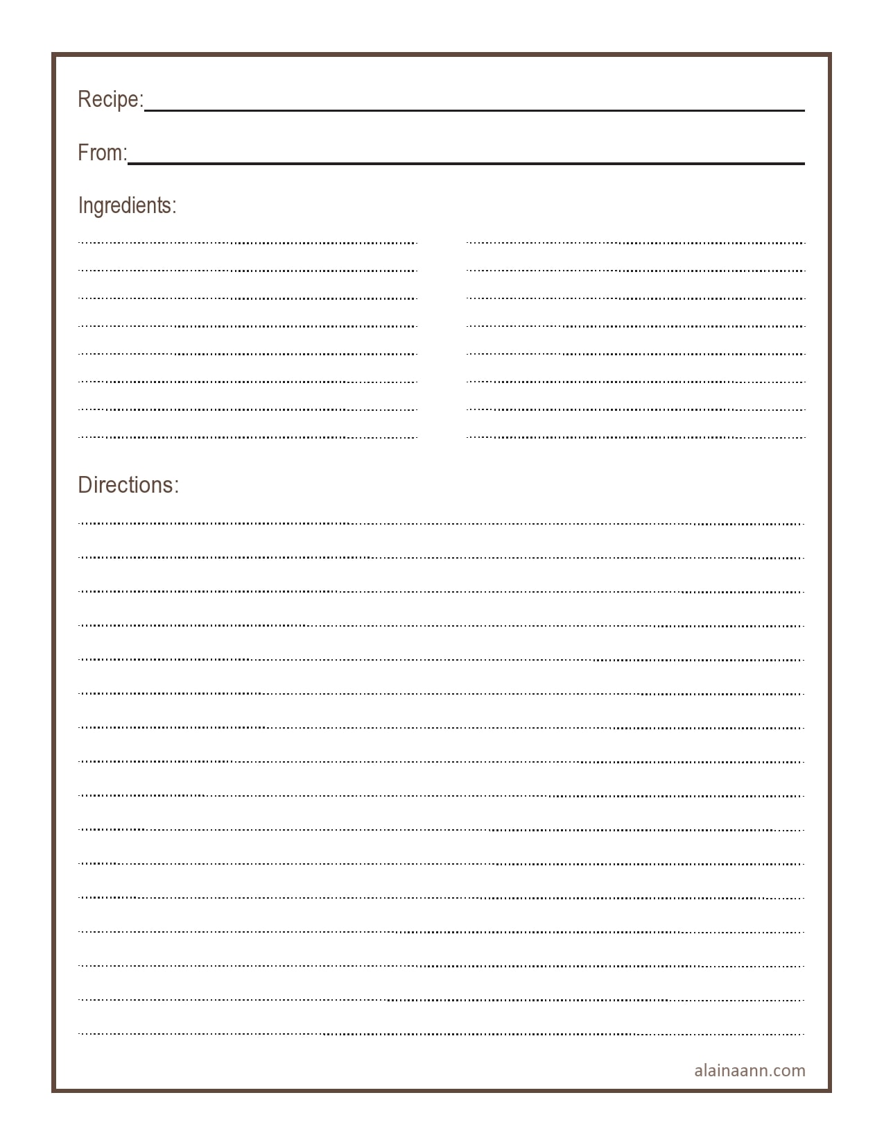 blank recipe card template word