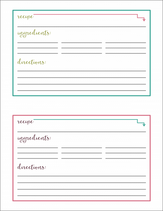 blank recipe card template word