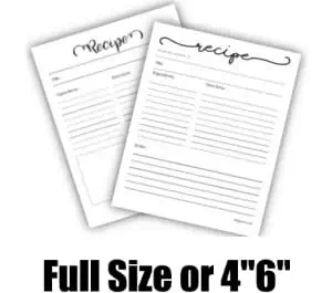 blank recipe card template word