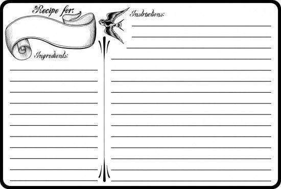 blank recipe card template word