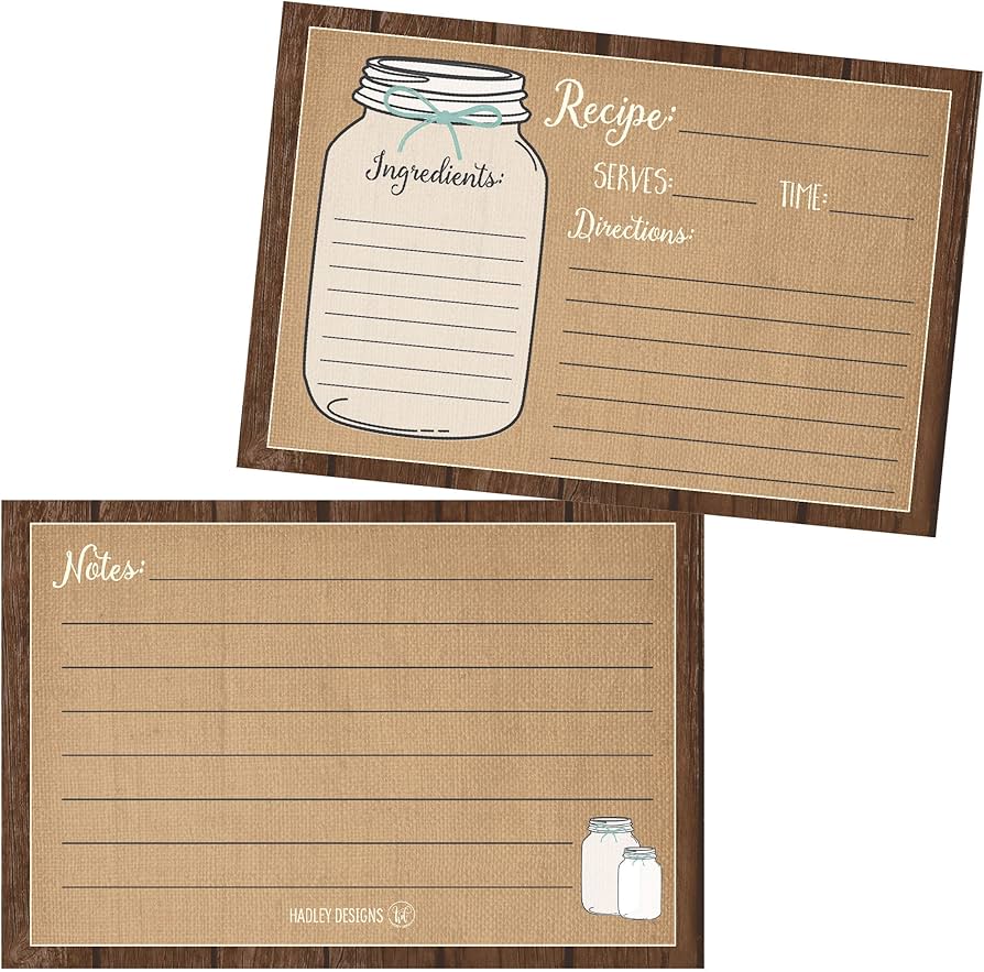 Amazon.com: Blank Recipe Cards Double Sided 4x6 - Set of 50 thick ...
