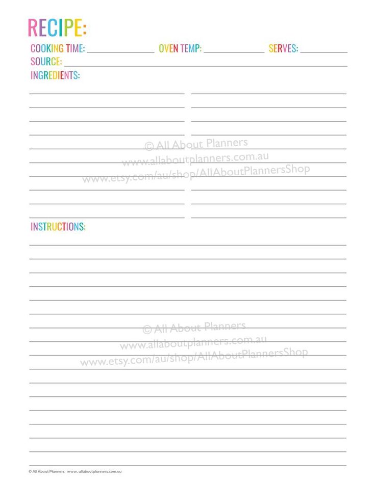 blank recipe cards australia