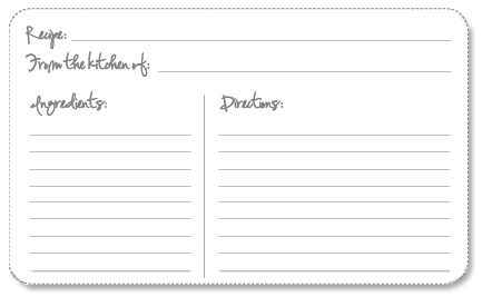 blank recipe cards australia