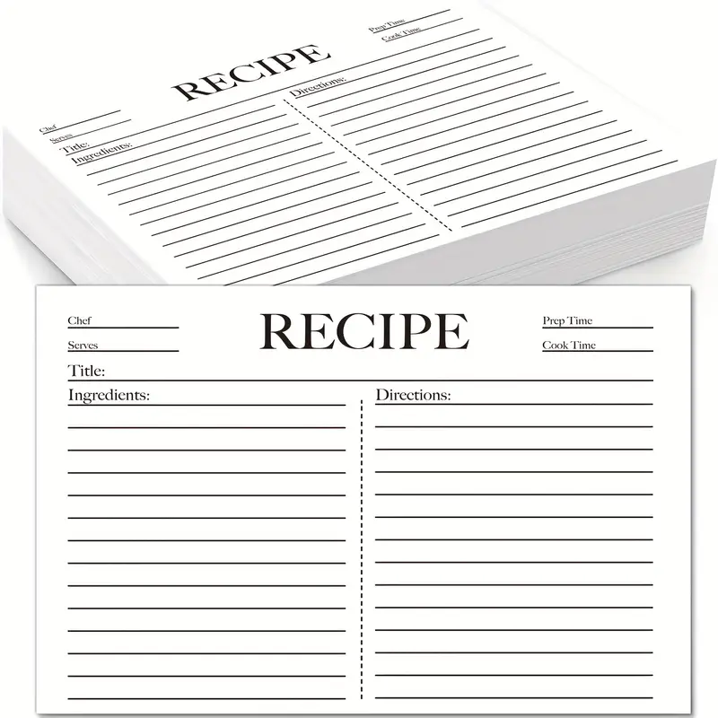 blank recipe cards australia