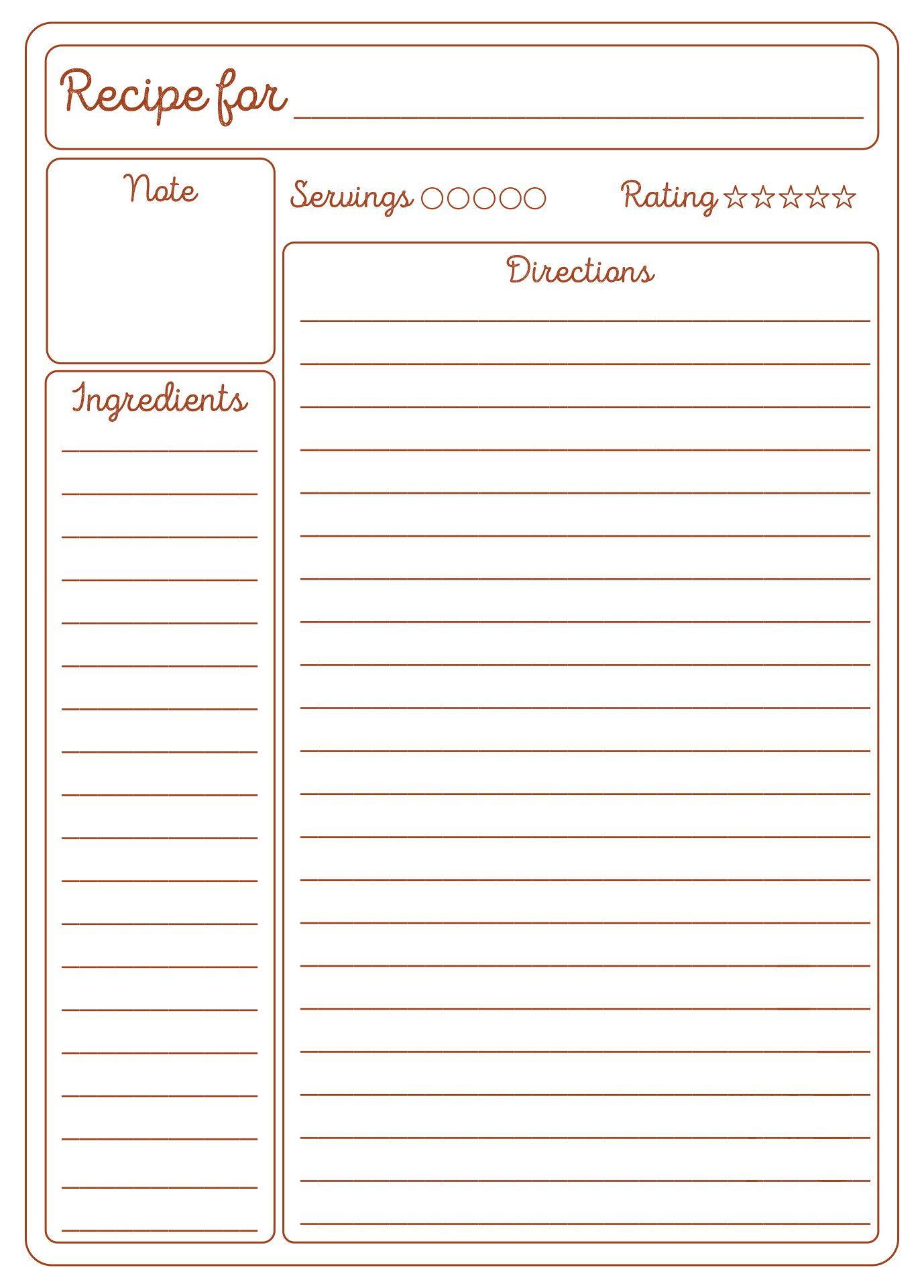 Blank Recipe Cards - 10 Free PDF Printables | Printablee