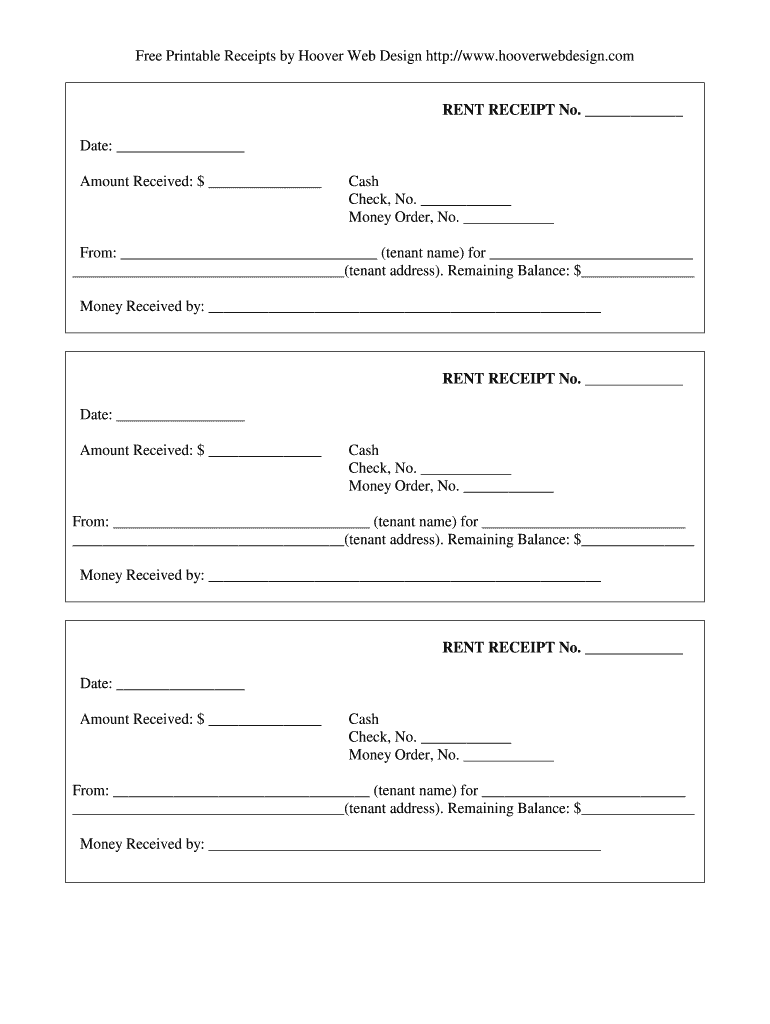 blank rent receipt with revenue stamp