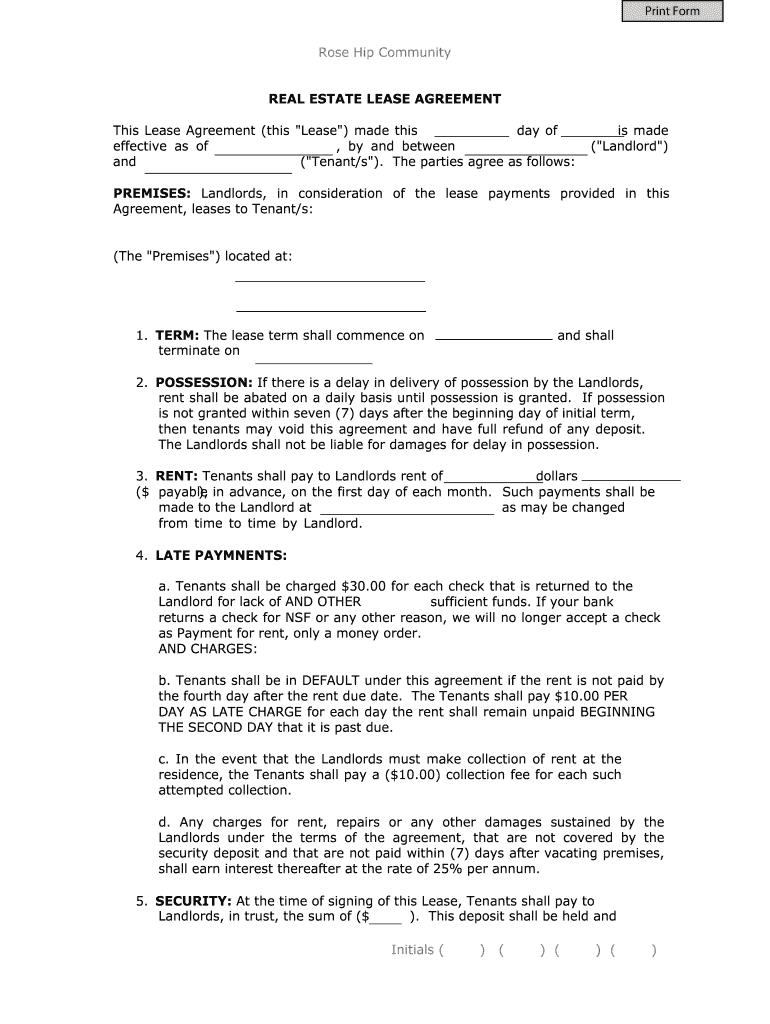 blank rental agreement for california