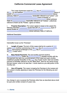 blank rental agreement for california