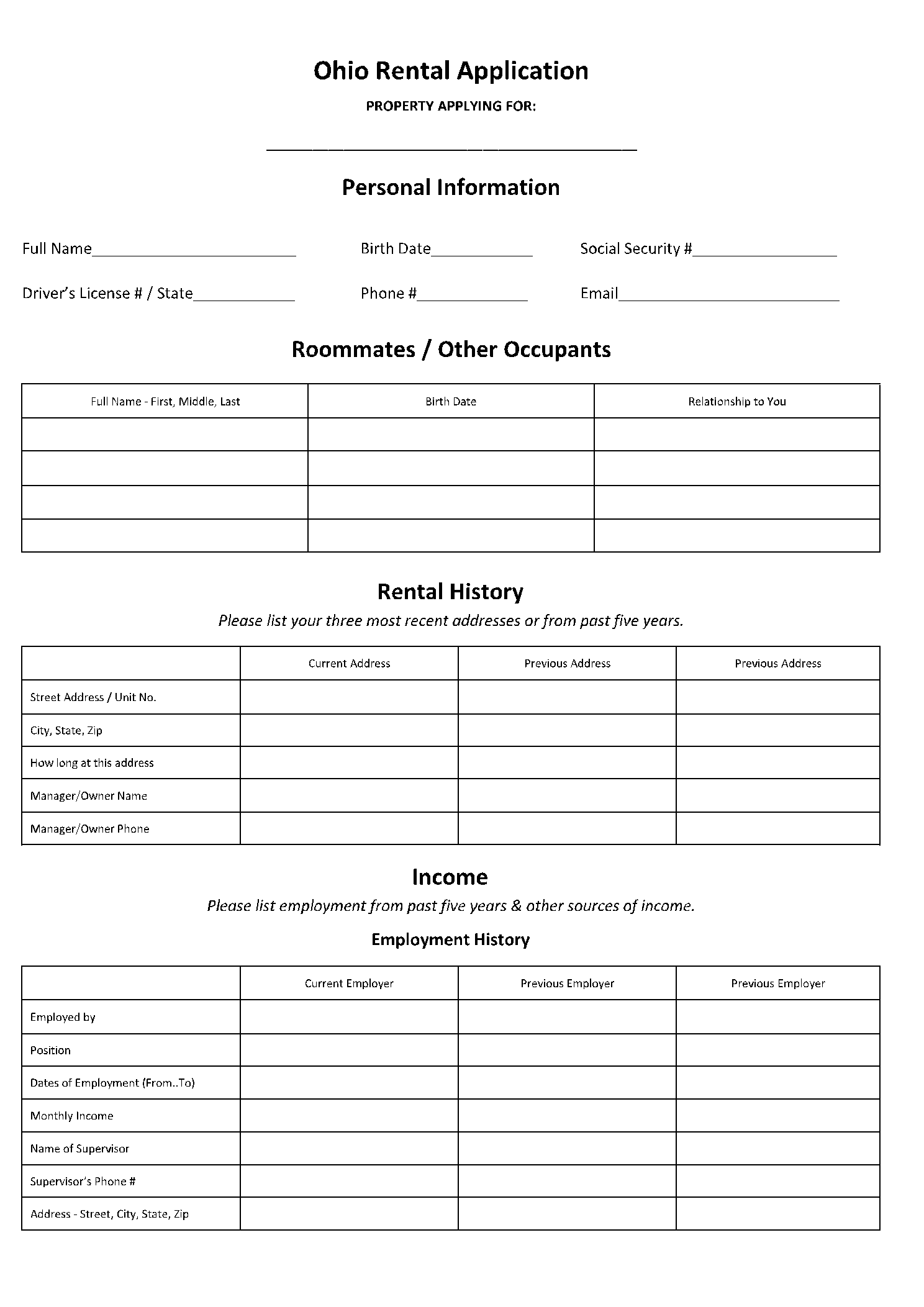 Free Ohio Rental Application Template in 2021 - CocoSign