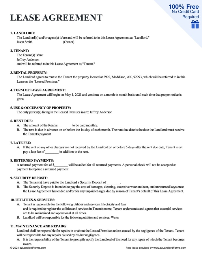 blank rental agreement ohio