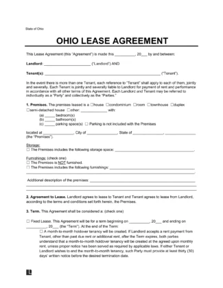 blank rental agreement ohio