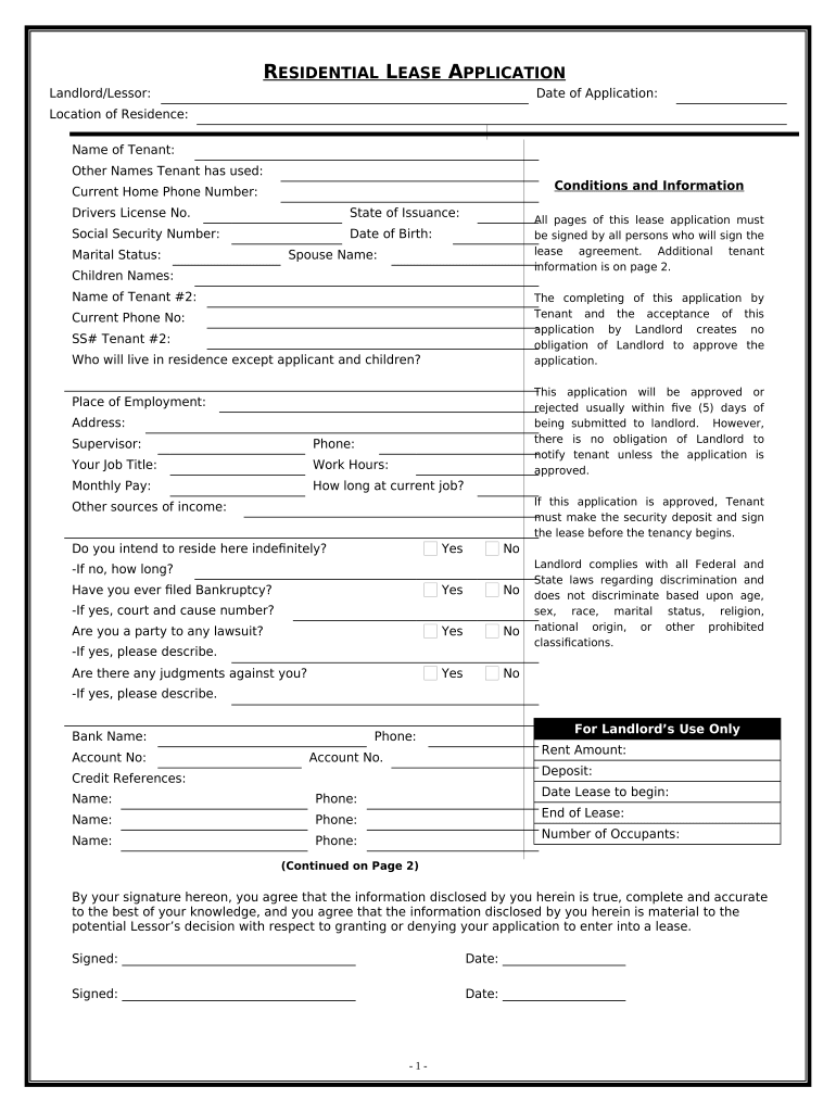 blank rental agreement ohio