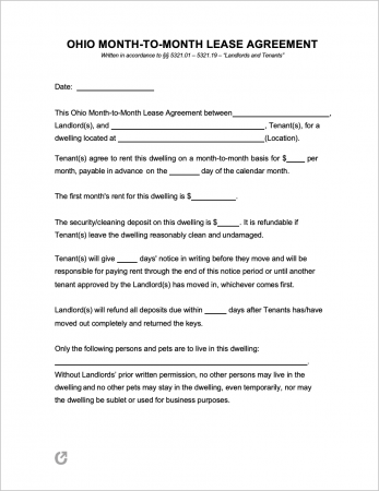 blank rental agreement ohio
